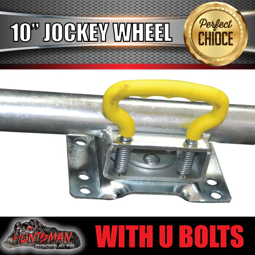 10" Trailer Caravan Swing Up Jockey Wheel & 75x50mm U bolts. 1000Kg Rated - Image 4