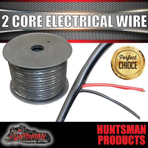 100 METRE ROLL 2 CORE TRAILER CARAVAN & TRUCK ELECTRICAL WIRE O.D 5.6MM 38/0.15