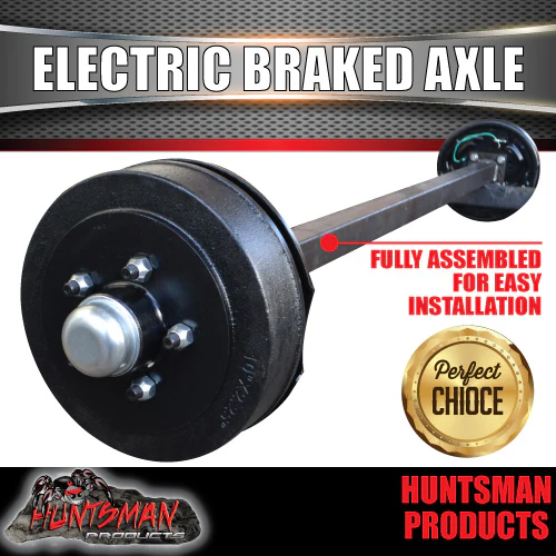 1000Kg 40mm Solid Electric Braked Trailer Caravan Axle + Handbrake Axles 77" -96" - Image 2