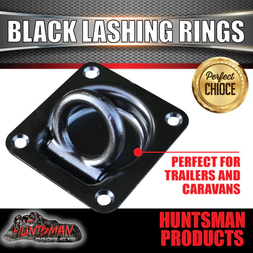 10x Black E coated Lashing Rings Tie Down Anchor Points 100mm x 95mm For Ute Trailer Truck - Image 3