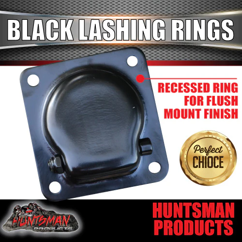 10x Black E coated Lashing Rings Tie Down Anchor Points 100mm x 95mm For Ute Trailer Truck - Image 4