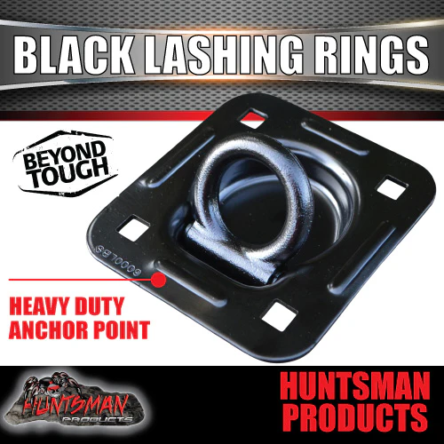 10x Large Black E coated Lashing Rings Tie Down Anchor Points 123mm x 113mm - Image 2