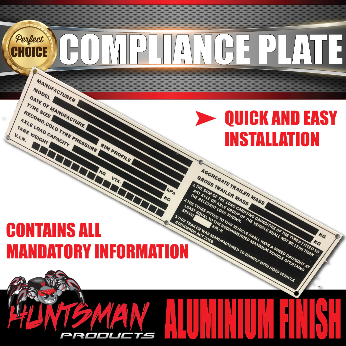 10x Large Trailer Caravan Vin Plate Compliance Plate ID Tag Aluminium 220mm x 50mm