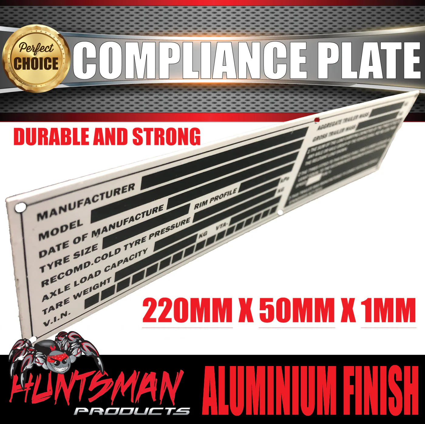 10x Large Trailer Caravan Vin Plate Compliance Plate ID Tag Aluminium 220mm x 50mm - Image 2