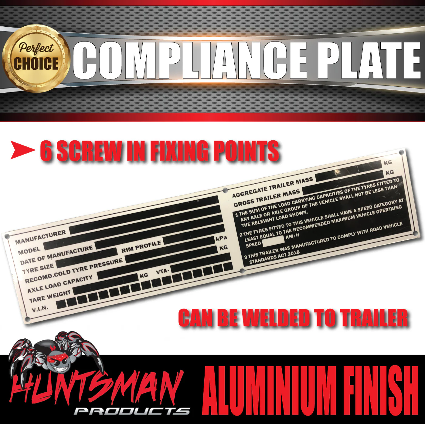 10x Large Trailer Caravan Vin Plate Compliance Plate ID Tag Aluminium 220mm x 50mm - Image 3