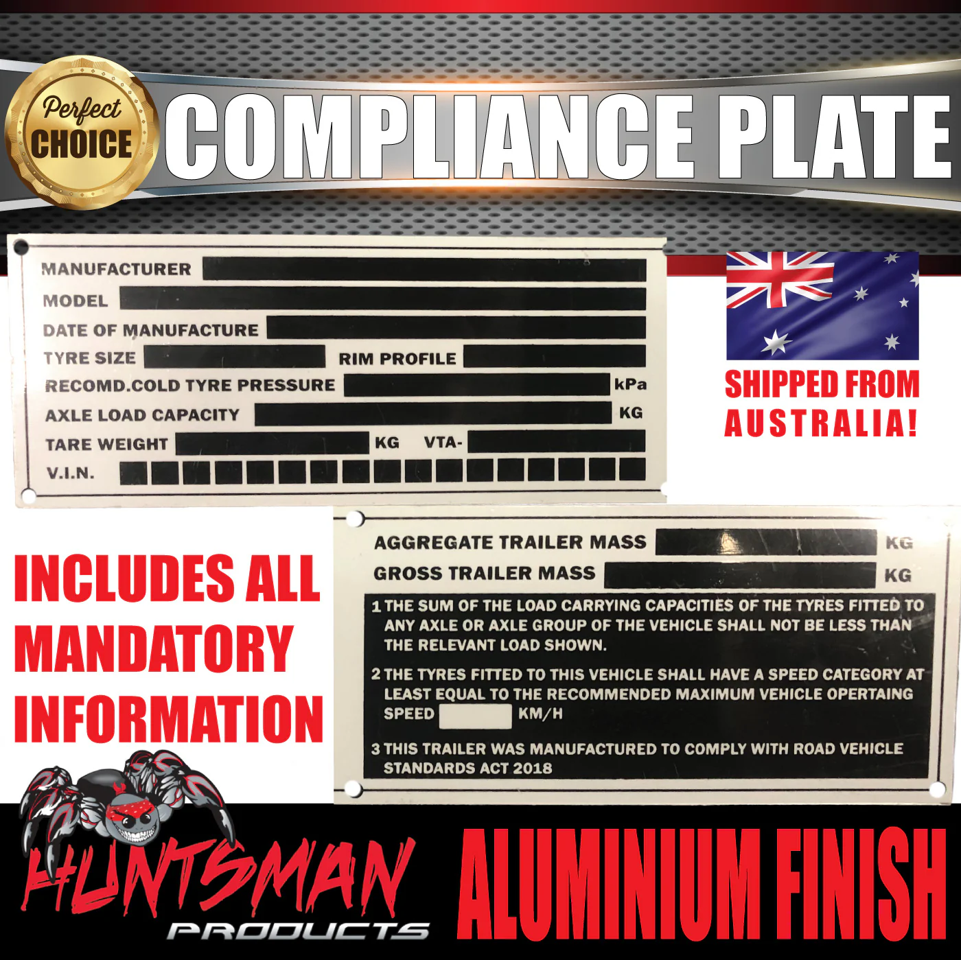 10x Large Trailer Caravan Vin Plate Compliance Plate ID Tag Aluminium 220mm x 50mm - Image 4