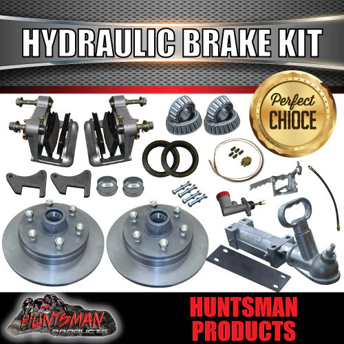 12" Parallel 1600Kg 6 Stud Caravan Trailer Hydraulic Disc Brake & coupling kit