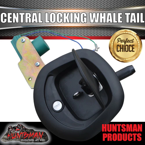 12 Volt Power Operated Black Whale Tail T Handle Folding Lock. Black handle - Image 3