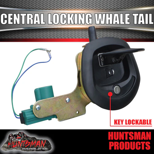 12 Volt Power Operated Black Whale Tail T Handle Folding Lock. Black handle - Image 4
