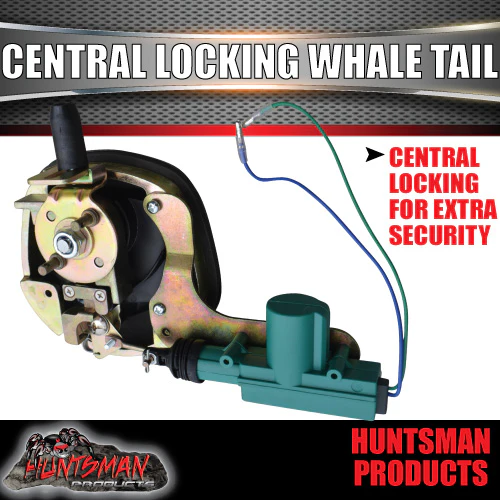 12 Volt Power Operated Black Whale Tail T Handle Folding Lock. Black handle - Image 5