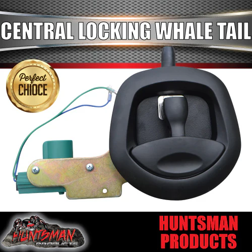 12 Volt Power Operated Black Whale Tail T Handle Folding Lock. Black handle - Image 6