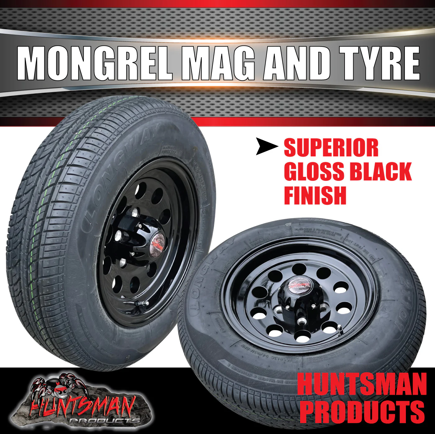 13" & 155R13C tyre, Ford Stud Pattern Mongrel Alloy Wheel for Caravan Trailer Boat Jetski - Image 2