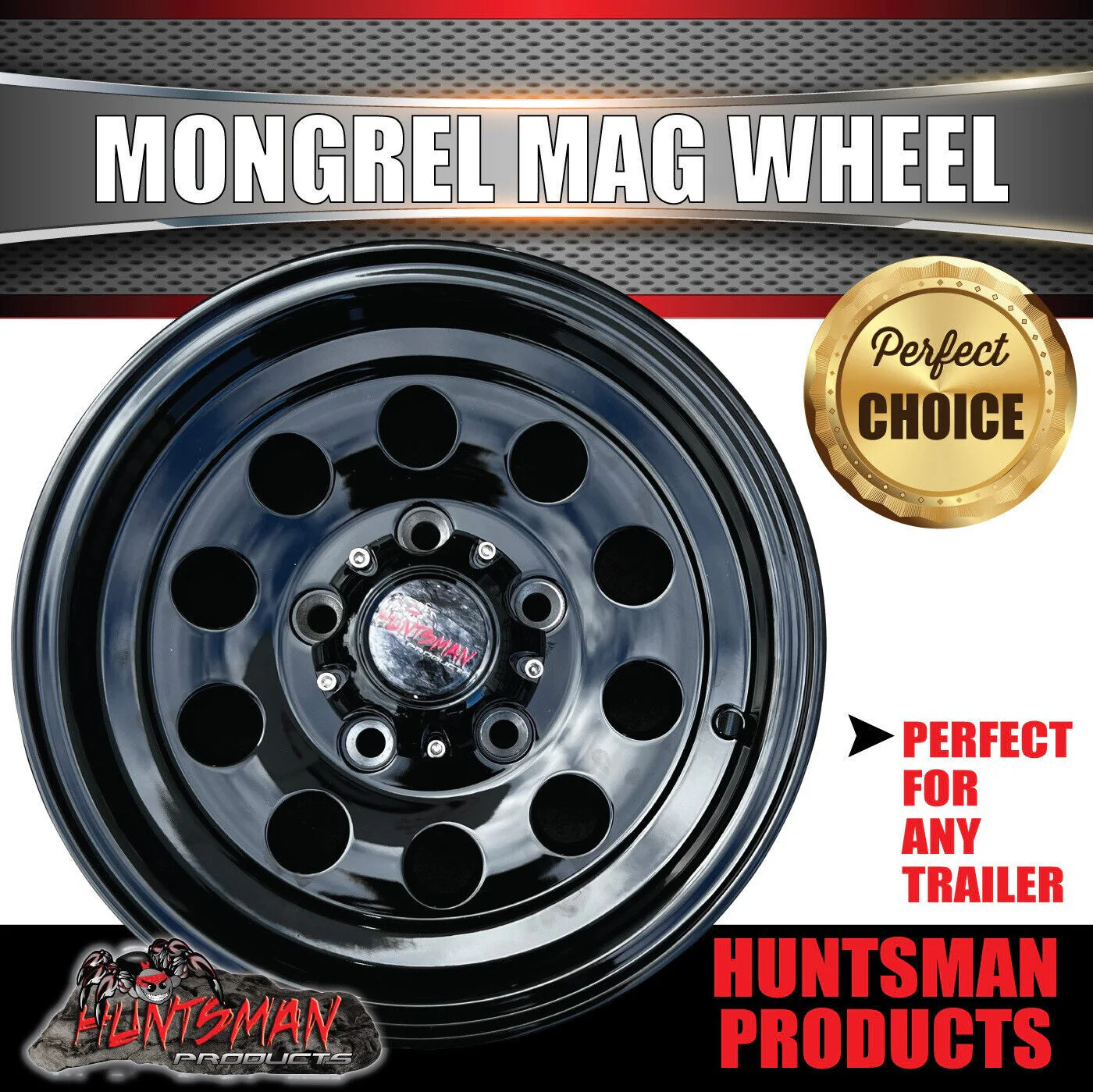 13" & 155R13C tyre, Ford Stud Pattern Mongrel Alloy Wheel for Caravan Trailer Boat Jetski - Image 6