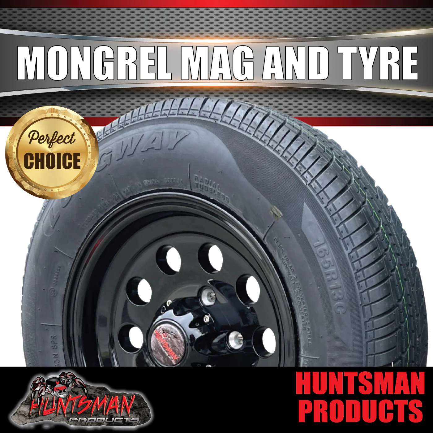 13" & 175R13C tyre, Ford Stud Pattern Mongrel Alloy Wheel for Caravan Trailer Boat Jetski - Image 5