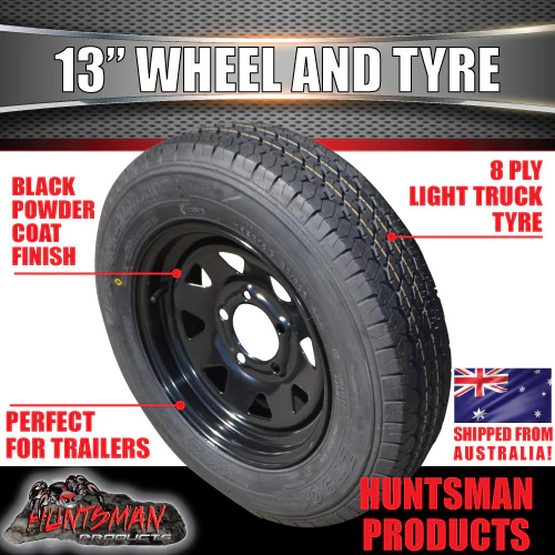 13 x 4.5 & 165R13C Black Ford Trailer Caravan Sunraysia Wheel Rim & Tyre
