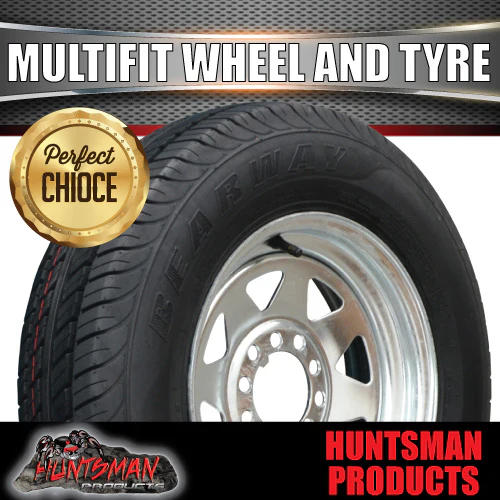13" trailer galvanised multi fit steel Rim & 165R13C Tyre: suits Ht/Ford. 165 13 - Image 2