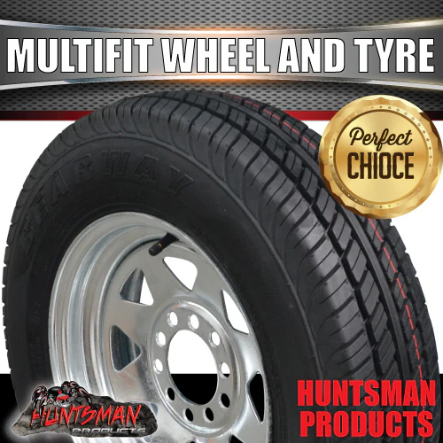 13" trailer galvanised multi fit steel Rim & 165R13C Tyre: suits Ht/Ford. 165 13 - Image 5