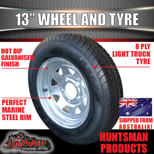 13x4.5 & 155R13C Galvanised Sunraysia Ford Pattern Boat Trailer Wheel Rim & Tyre - Image 4