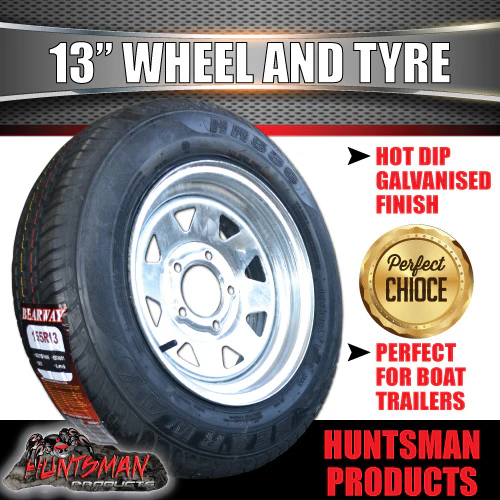 13x4.5 175R13C Galvanised Boat Trailer Ford Pattern Sunraysia Wheel Rim & Tyre - Image 3