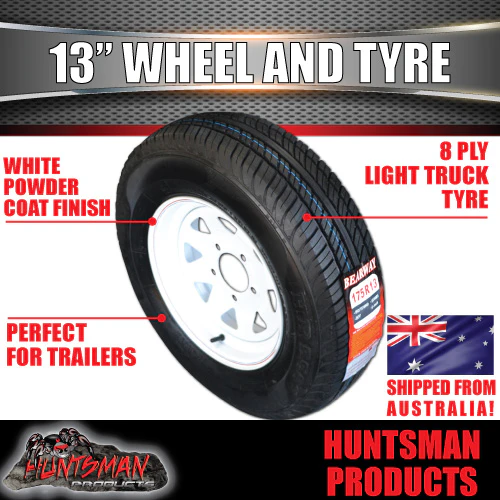 13 x 4.5 165R13C Sunraysia Trailer Caravan HT Holden Wheel Rim & Tyre White - Image 5