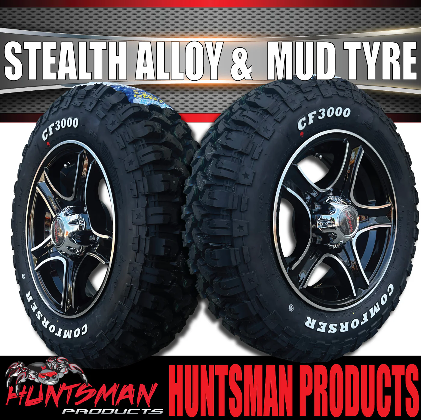 13X5 Ford Pattern Stealth Trailer Alloy Rim & 165/80R13 LT Comforser Mud Tyre - Image 6
