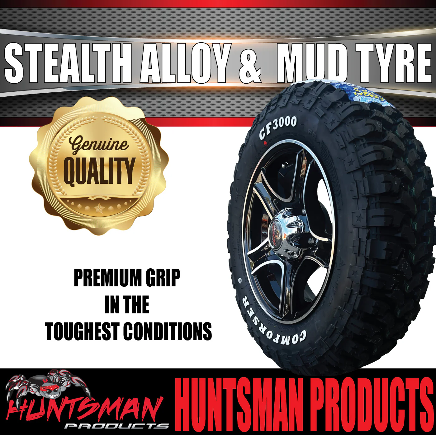 13x5 HT Holden Stealth Trailer Alloy Rim & 165/80R13 LT Comforser Mud Tyre - Image 4