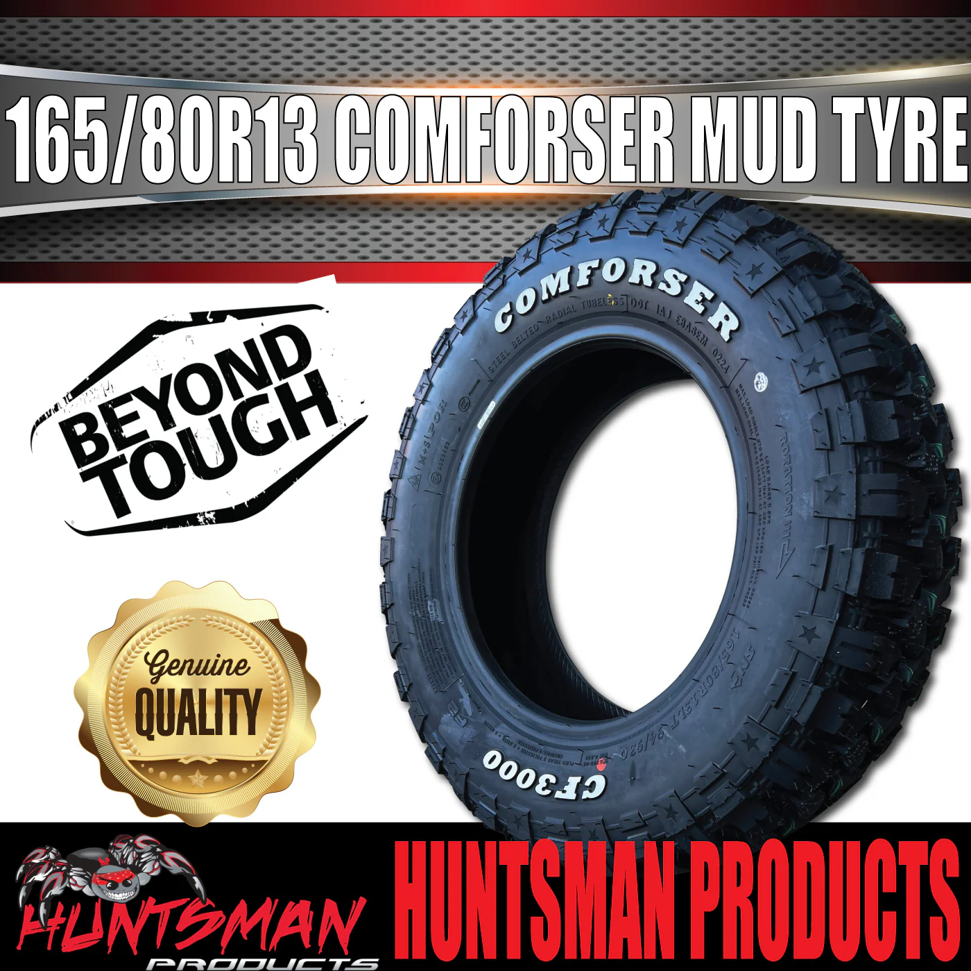 13x5 HT Holden Stealth Trailer Alloy Rim & 165/80R13 LT Comforser Mud Tyre - Image 6