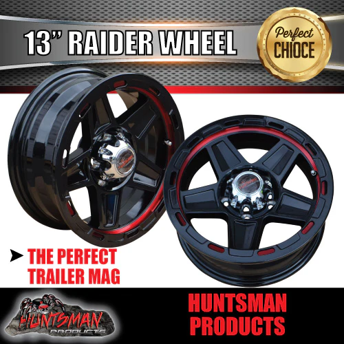 13X5 Red Ring Raider Alloy Mag Wheel suits Ford Caravan Jetski Boat Trailer 5/114.3 PCD - Image 4