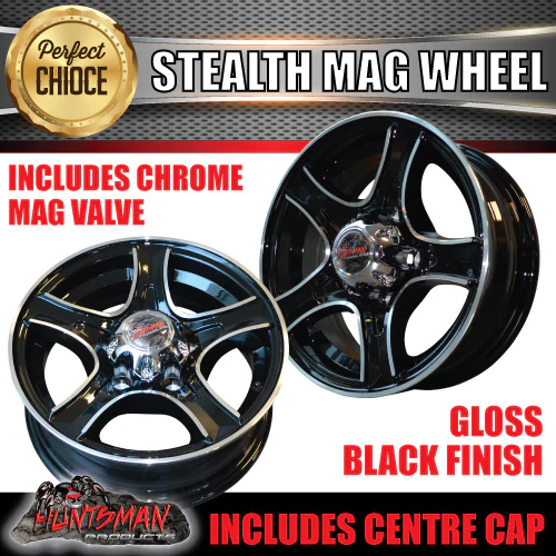 13X5 Trailer Caravan Stealth Alloy Mag Wheel: suits Ford pattern - Image 2