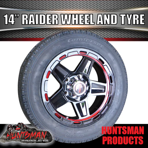 Trailer Caravan Low Profile 14" & 175/65R14C LT Tyre Raider Alloy Wheel suits Ford. 175 65 14 - Image 6