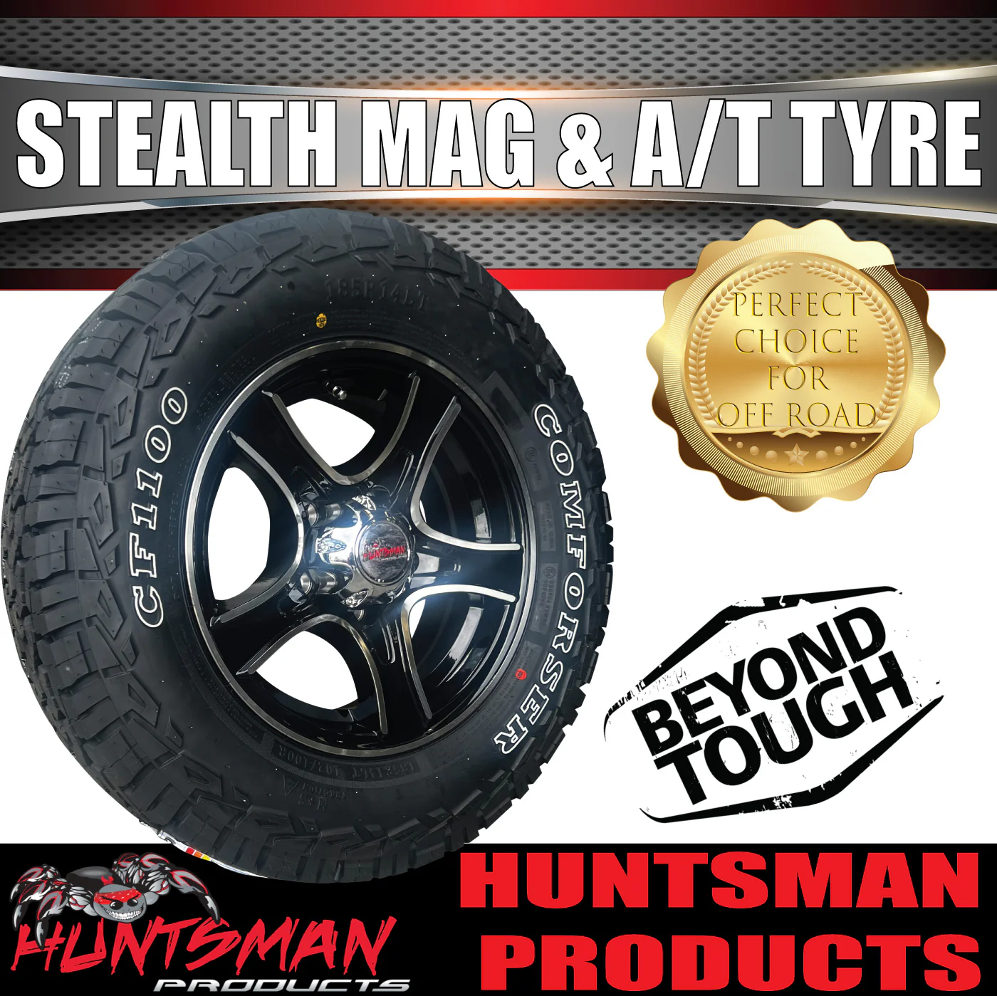 14" & 175/70R14 LT RA1100 Ford Stud Stealth Trailer Caravan Mag Wheel Rim & All Terrain Tyre - Image 7