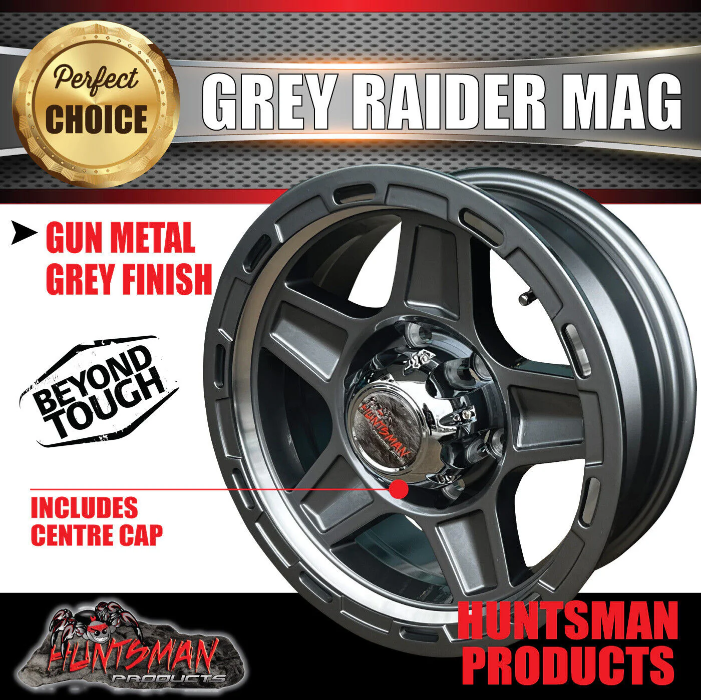 14" & 175/70R14 LT RA1100 Ford Stud Gunmetal Raider Trailer Caravan Mag Rim & All Terrain Tyre - Image 3