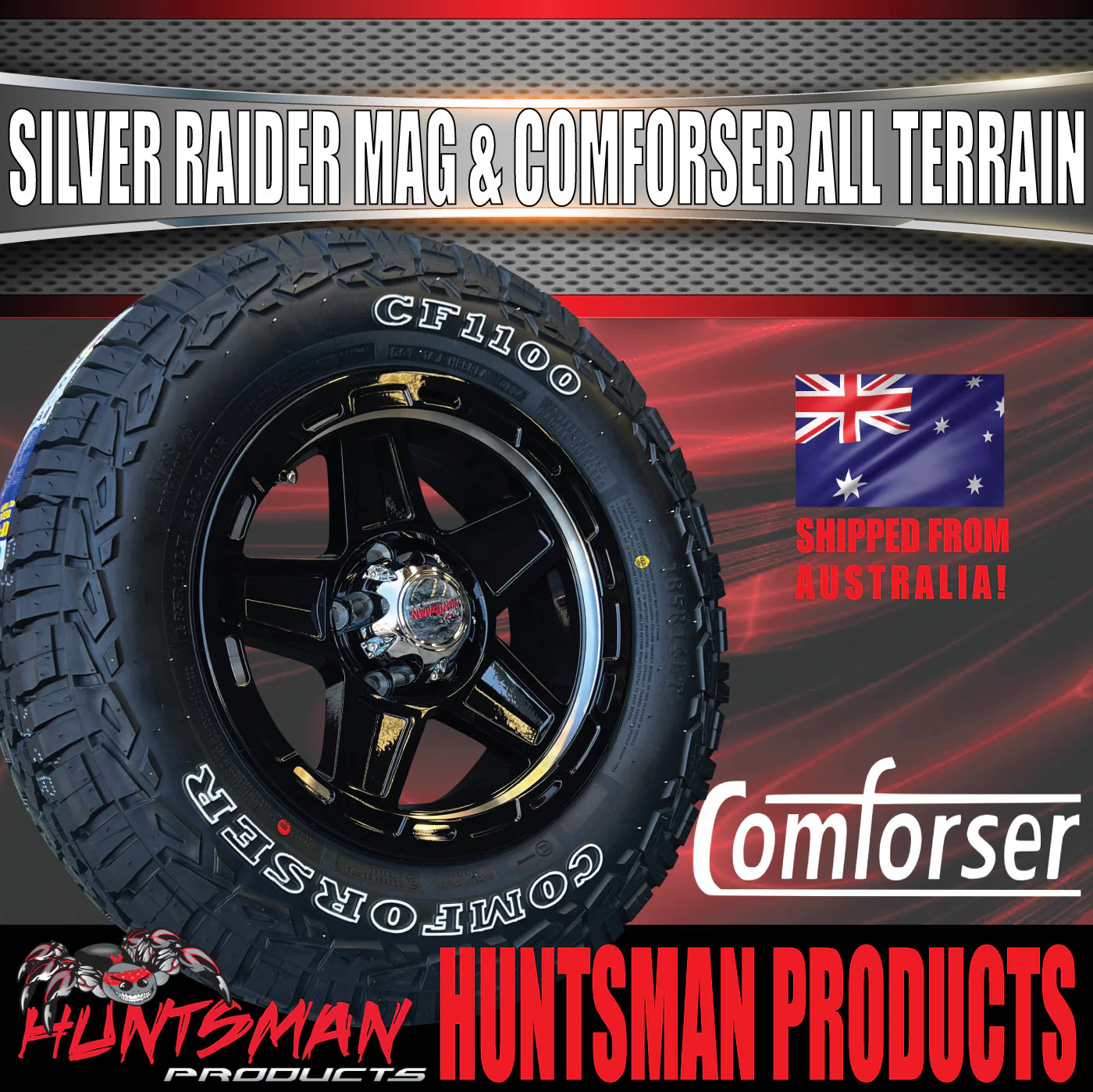 14" & 175/70R14 LT RA1100 Ford Stud Silver Band Raider Trailer Caravan Mag Rim & All Terrain Tyre - Image 6