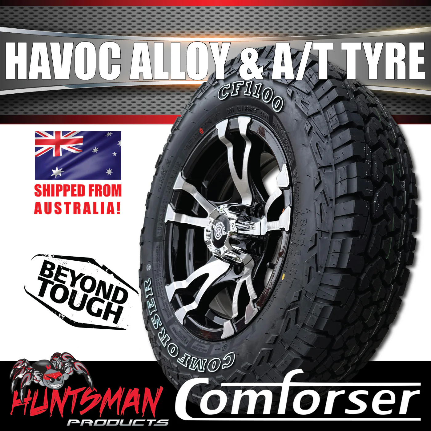 14" & 185R14 LT CF1100 Ford Stud Havoc Trailer Caravan Mag Rim & All Terrain Tyre - Image 3