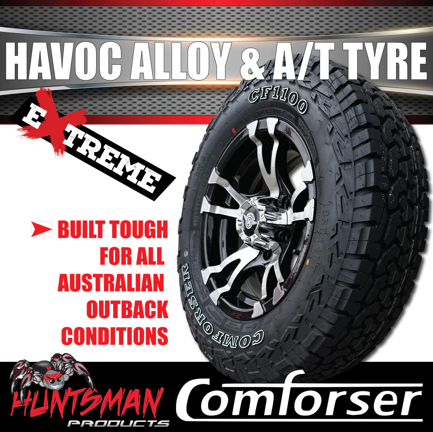 14" & 175/70R14 RA1100 Ford Stud Havoc Trailer Caravan Mag Rim & All Terrain Tyre - Image 5