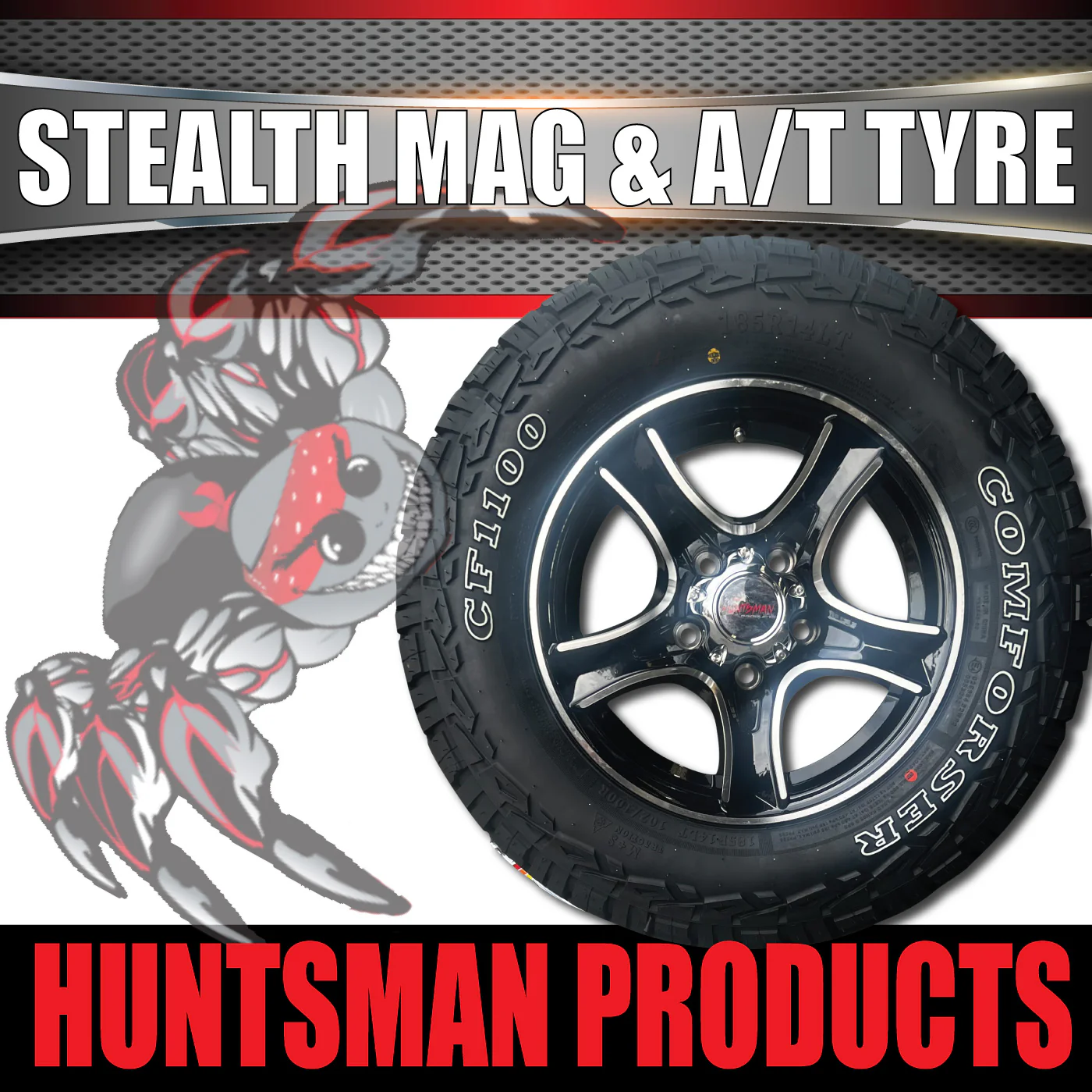 14" & 185R14 LT CF1100 HT Holden Stealth Trailer Caravan Mag Wheel Rim & All Terrain Tyre - Image 5