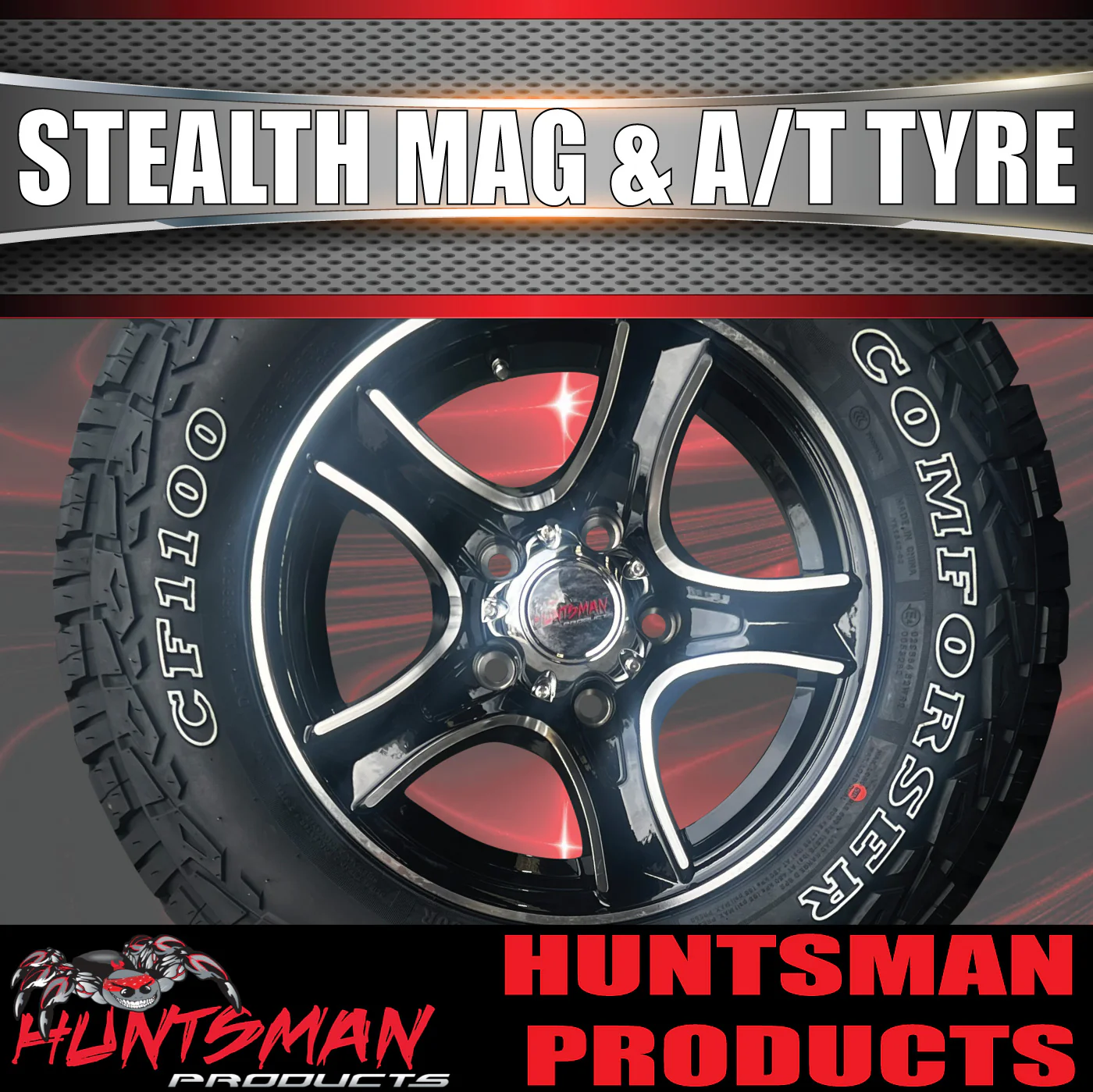 14" & 185R14 LT CF1100 HT Holden Stealth Trailer Caravan Mag Wheel Rim & All Terrain Tyre - Image 8