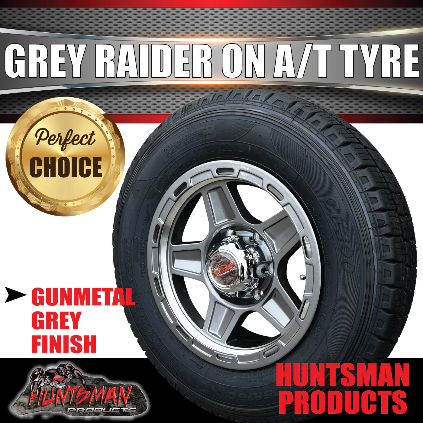 14" Ford Pattern Boat Trailer Caravan Gunmetal Raider Mag Wheel & 195R14C Tyre