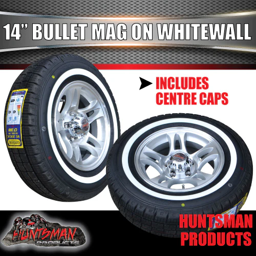 14" Ford Pattern Caravan Trailer Bullet Mag Wheel & 205/75R14C Whitewall Tyre. 205 75 14 - Image 3