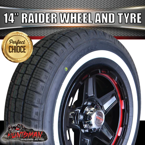 14" Trailer Caravan Ford Pattern Raider Mag & 205/75R14C Whitewall Tyre. 205 75 14 - Image 2