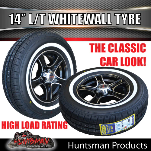 14" Trailer Caravan Ford Pattern Stealth Mag & 205/75R14C Whitewall Tyre. 205 75 14 - Image 2