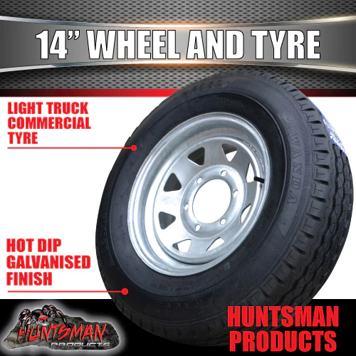14x6 & 185R14C 6 Stud 6/139.7 Landcruiser Pattern Galvanised Boat Trailer Steel Wheel Rim. 185 14 - Image 3