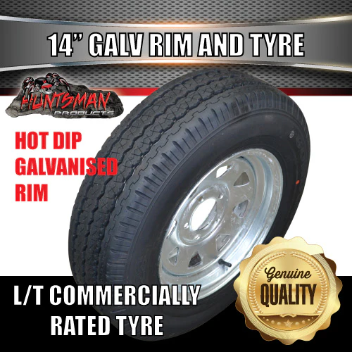 14x6 & 195R14C HT Holden Sunraysia Galvanised Boat Trailer Wheel Rim & Tyre - Image 4