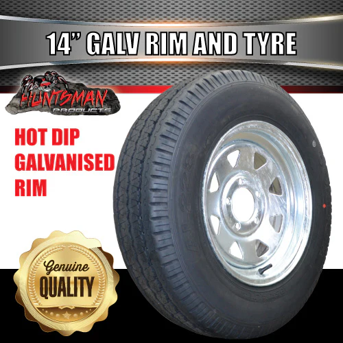 14x6 & 185R14C LT HQ Boat Trailer Galvanised Sunraysia Wheel Rim & Tyre