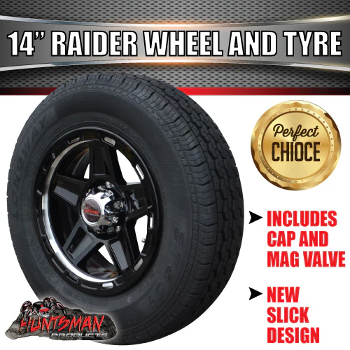 14" Trailer Caravan Raider Alloy Mag &195R14C Tyre. suits Ford. 195 14 - Image 2