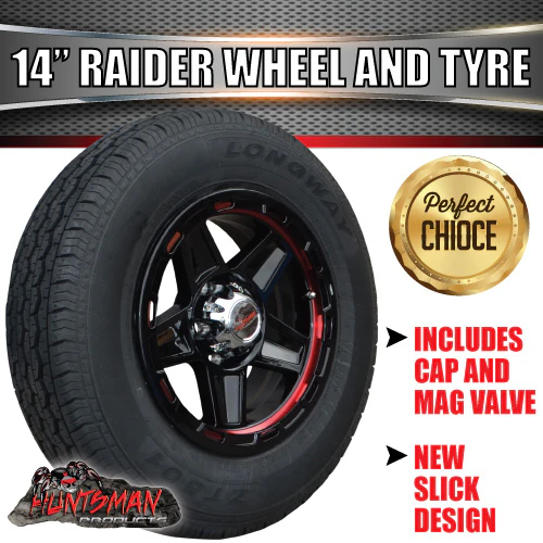 14" Trailer Caravan Raider Alloy Mag & 195R14C Tyre suits Ford. 195 14 - Image 2