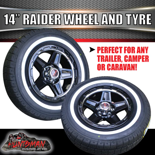 14" Trailer Caravan Raider Alloy Rim & 195R14C Whitewall Tyre suits Ford. 195 14 - Image 2