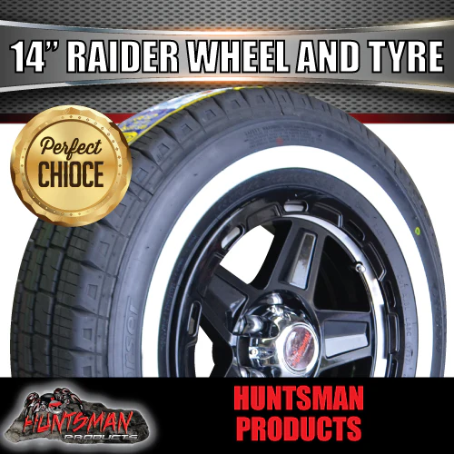 14" Trailer Caravan Raider Alloy Rim & 195R14C Whitewall Tyre suits Ford. 195 14 - Image 3