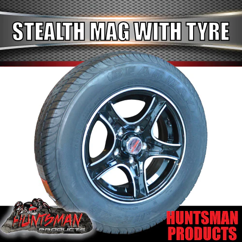 14" Trailer Caravan Stealth Alloy & 185R14C Tyre. HT Pattern. 185 14