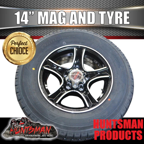 14" Trailer Caravan Stealth Alloy & 185R14C Tyre suits Ford pattern. 185 14 - Image 4